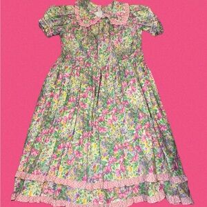 Vintage petals size 12 girls floral long dress with collar